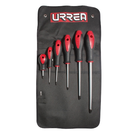 Urrea Bimaterial Screwdriver, Set of 6 Pieces (Phillip type) 8600A